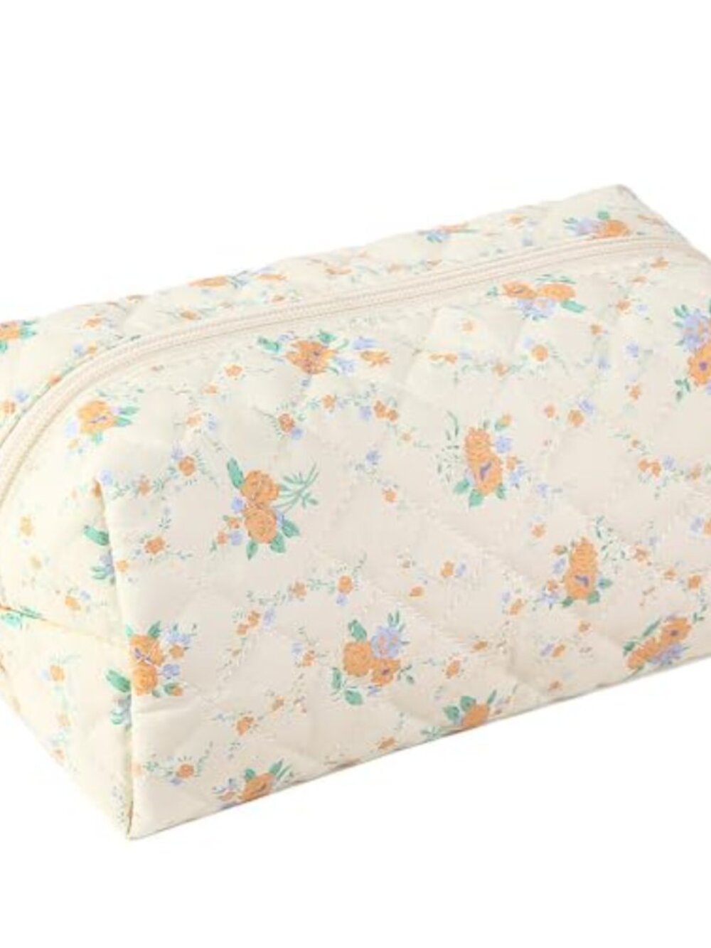 Quilted Cotton Floral Makeup Bag Travel Cosmetic Bag Zipper Pouch